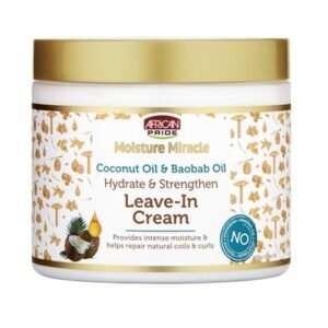 African Pride Moisture Miracle Coconut and Baobab Oil Leave-In Cream, 15 oz African Pride Moisture Miracle Coconut and Baobab Oil Leave-In Cream 15 oz