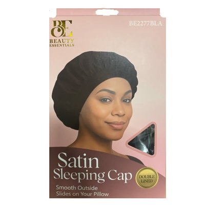 Beauty Essentials- Satin Sleeping Cap - Black