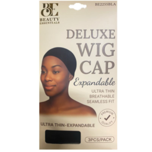 Beauty Essentials- Deluxe Wig Cap Expandable - Black - 3PCS
