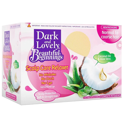 Dark and Lovely Beautiful Beginnings Scalp Care No-Lye Relaxer Kit Normal