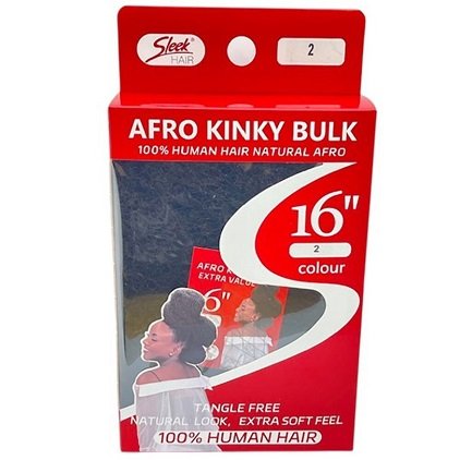 Sleek Human Hair Afro Kinky Bulk 16"