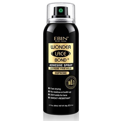 EBIN wonder Lace Bond Adhesive Spray Black Ebin Wonder Lace Bond Adhesive Spray Extreme Firm Hold Supreme 5oz