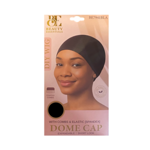 BE Dome Cap with Comb & elastic Beauty Essentials- Dome Cap With Combs & Elastic- Black